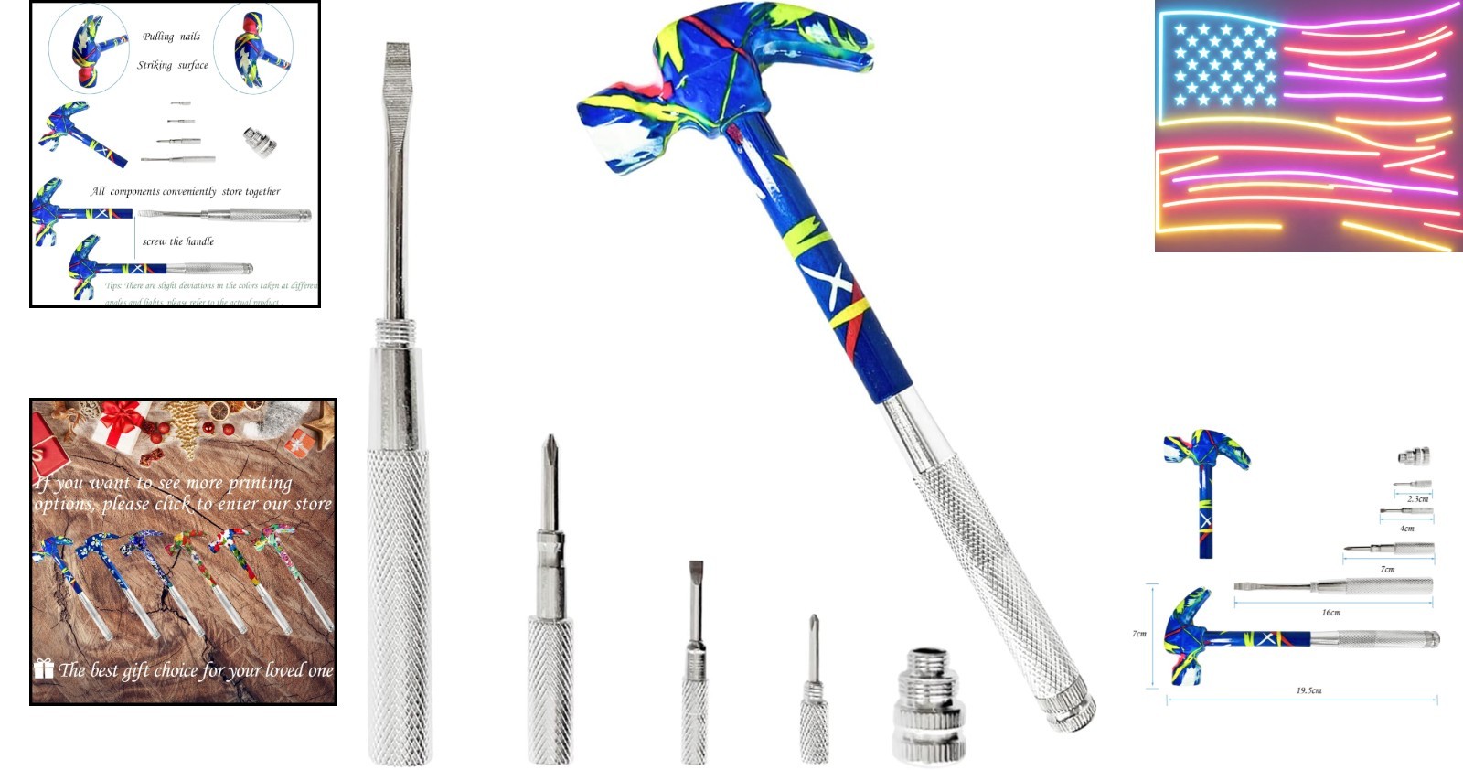 Multifunctional 6 in 1 Floral Hammer and Screwdriver Tool – Multitool Hammer …