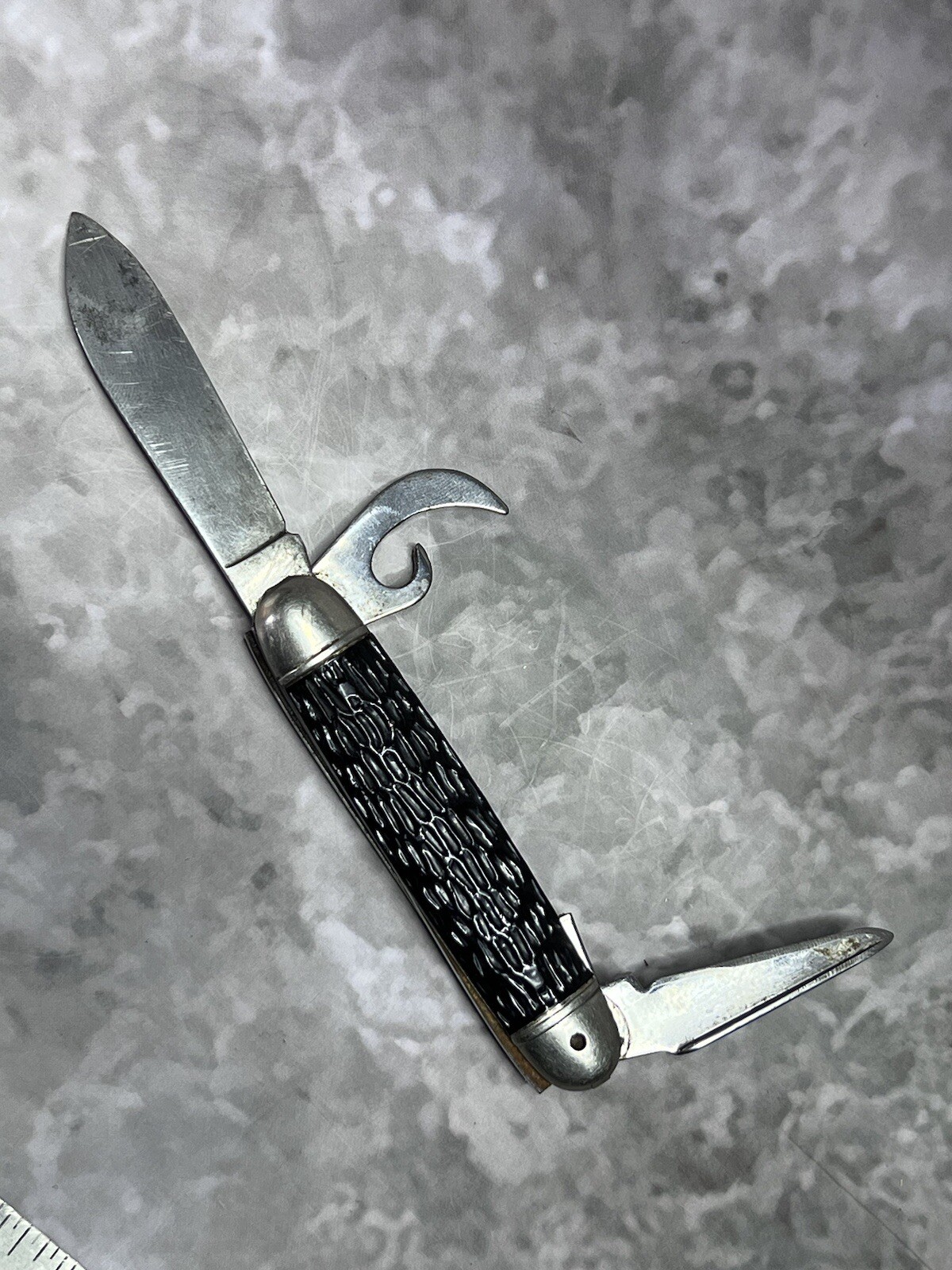 Imperial Prov.USA Kamp King 4 blade black handle pocket knife/hunting #1703