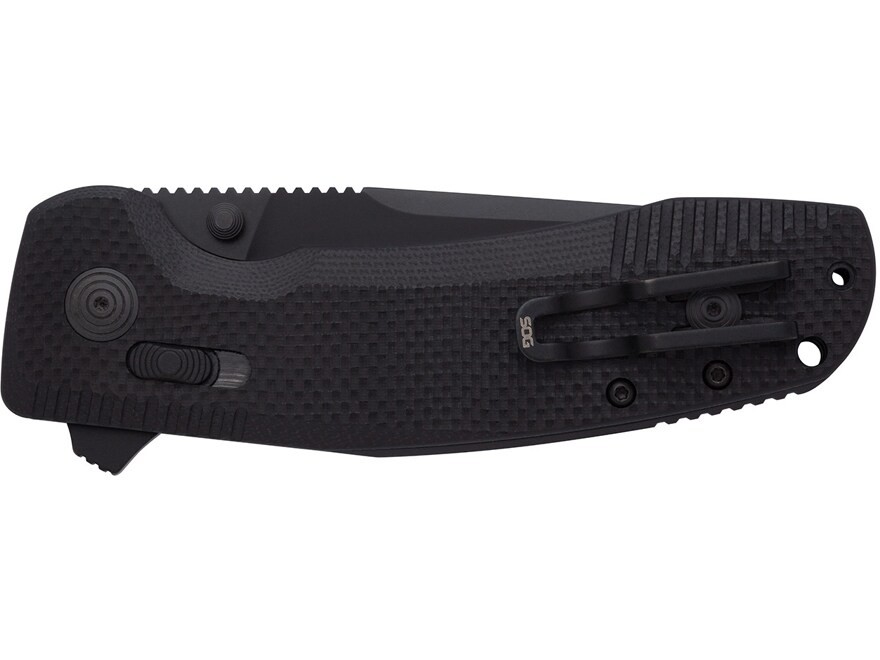 SOG Tac XR Pocket Knife 3.39″ Partially Serrated Clip Point D2 Titanium Nitride