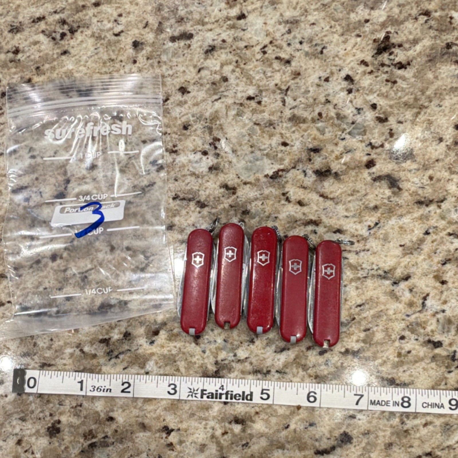 Victorinox Multi-Tool Red Stainless Steel Knife Scissors File Lot of 5