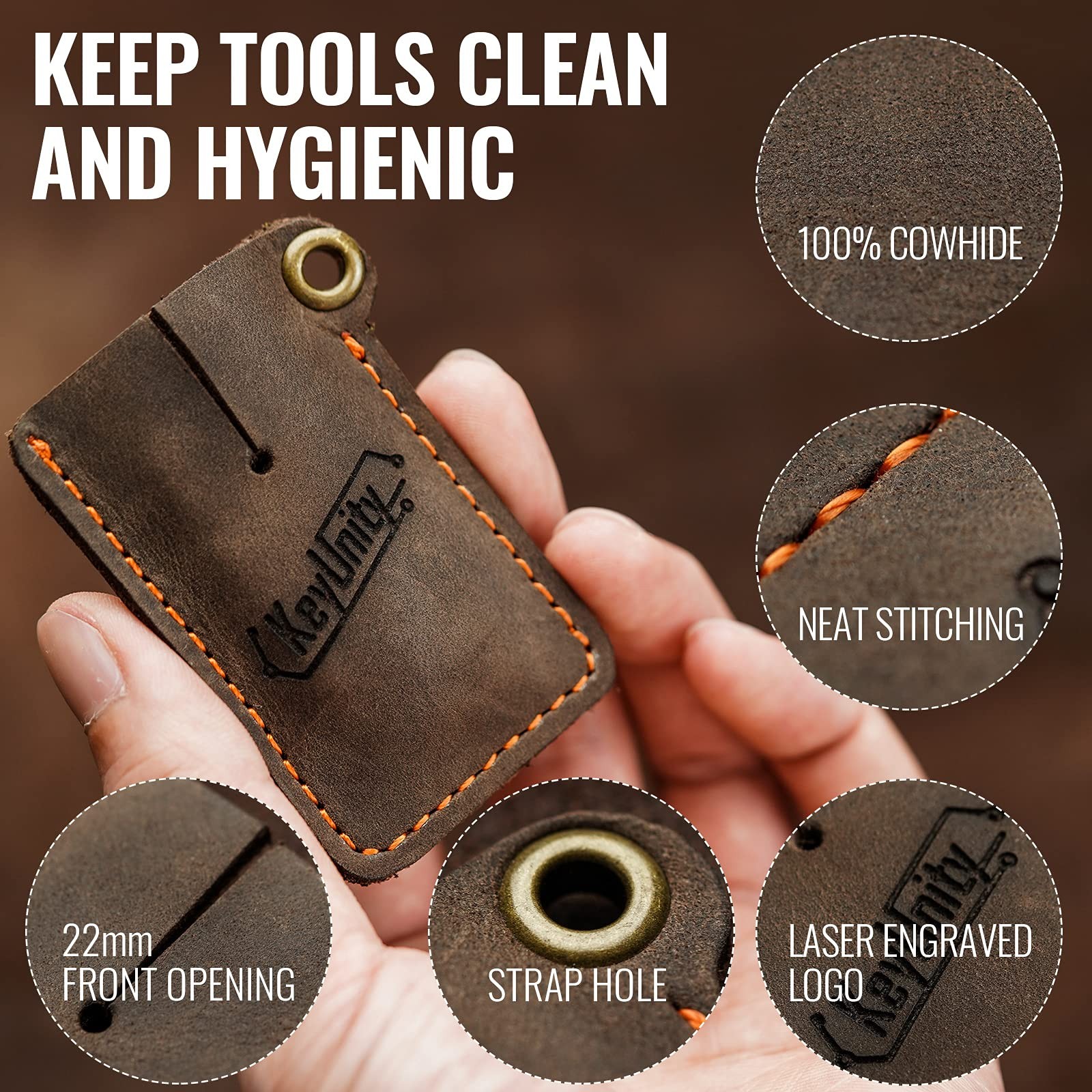 KA03 Leather Sheath EDC Bag Organizer Hand Stitched MultitoolSlip Pouch for…
