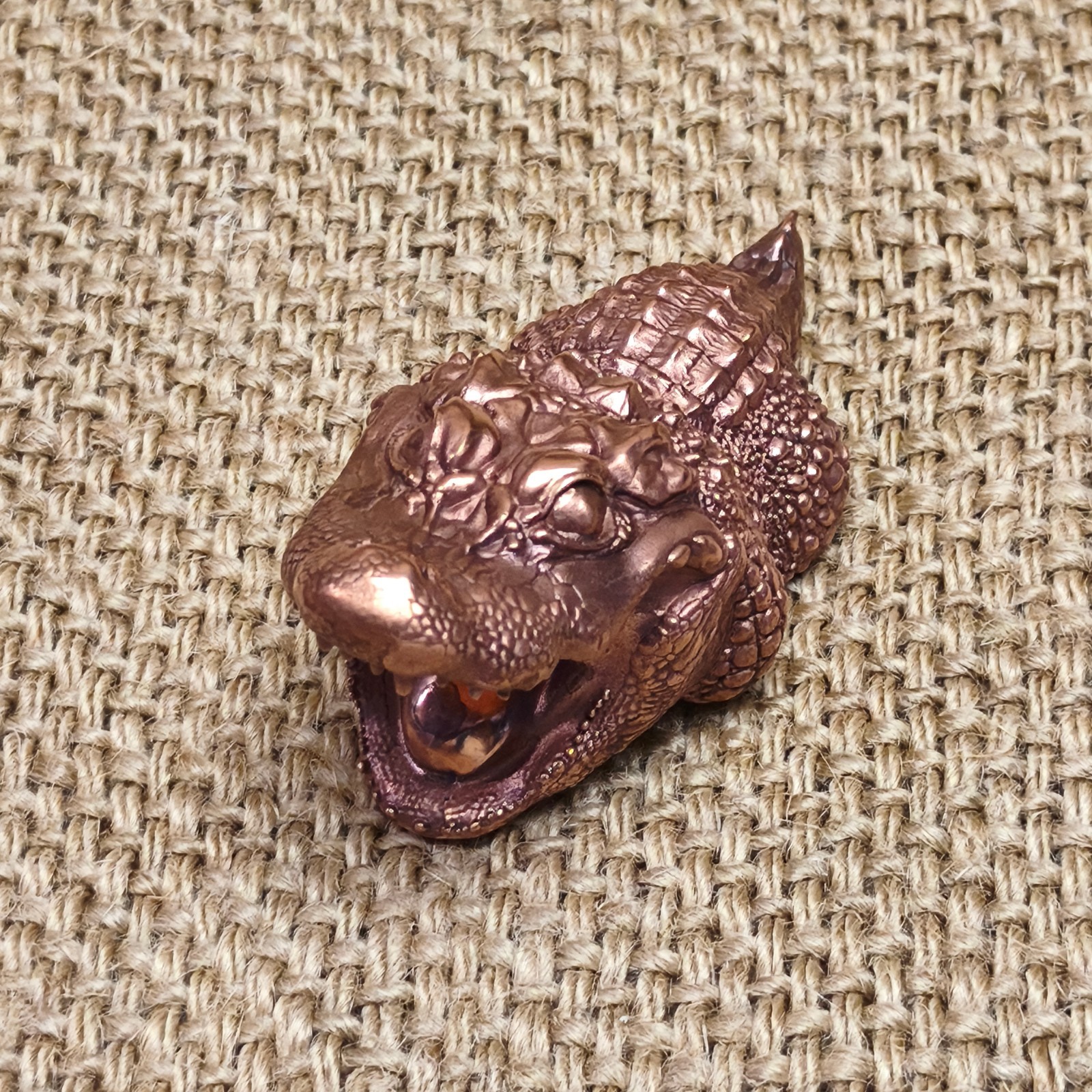Purple copper Alligator Crocodile Gator ornament Solid handcraft statue reptile