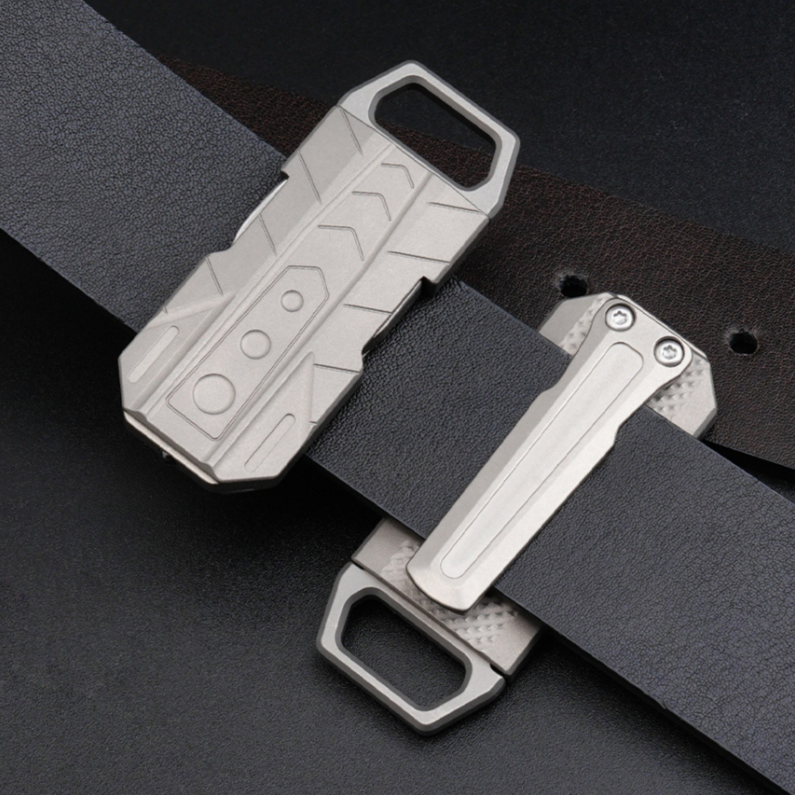 Titanium Alloy Quick Buckle Detach Belt Waist Clip Keychain Holder Hanging EDC