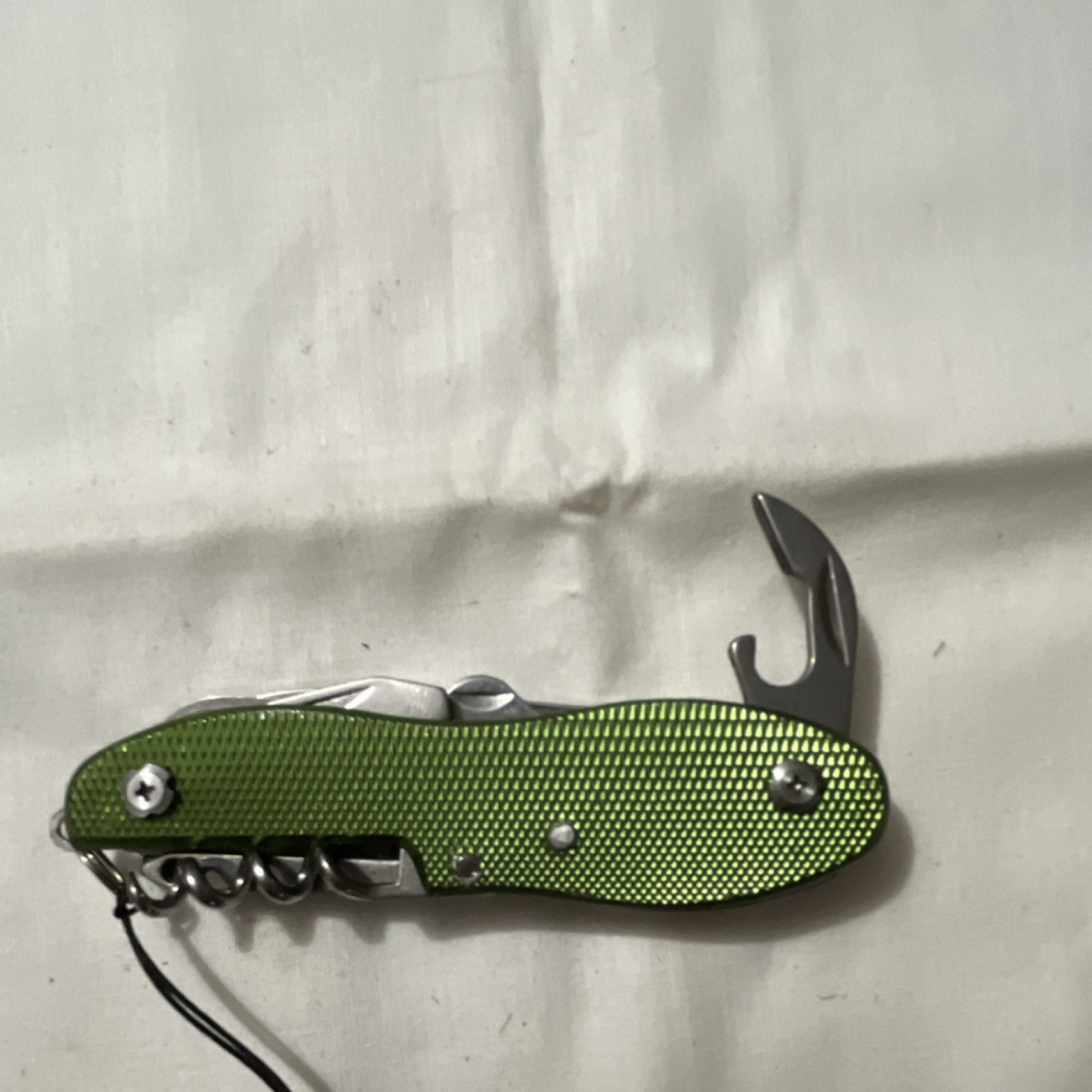 Columbia Multi-Tool Knife Stainless Steel Green Silver Scissors Corkscrew