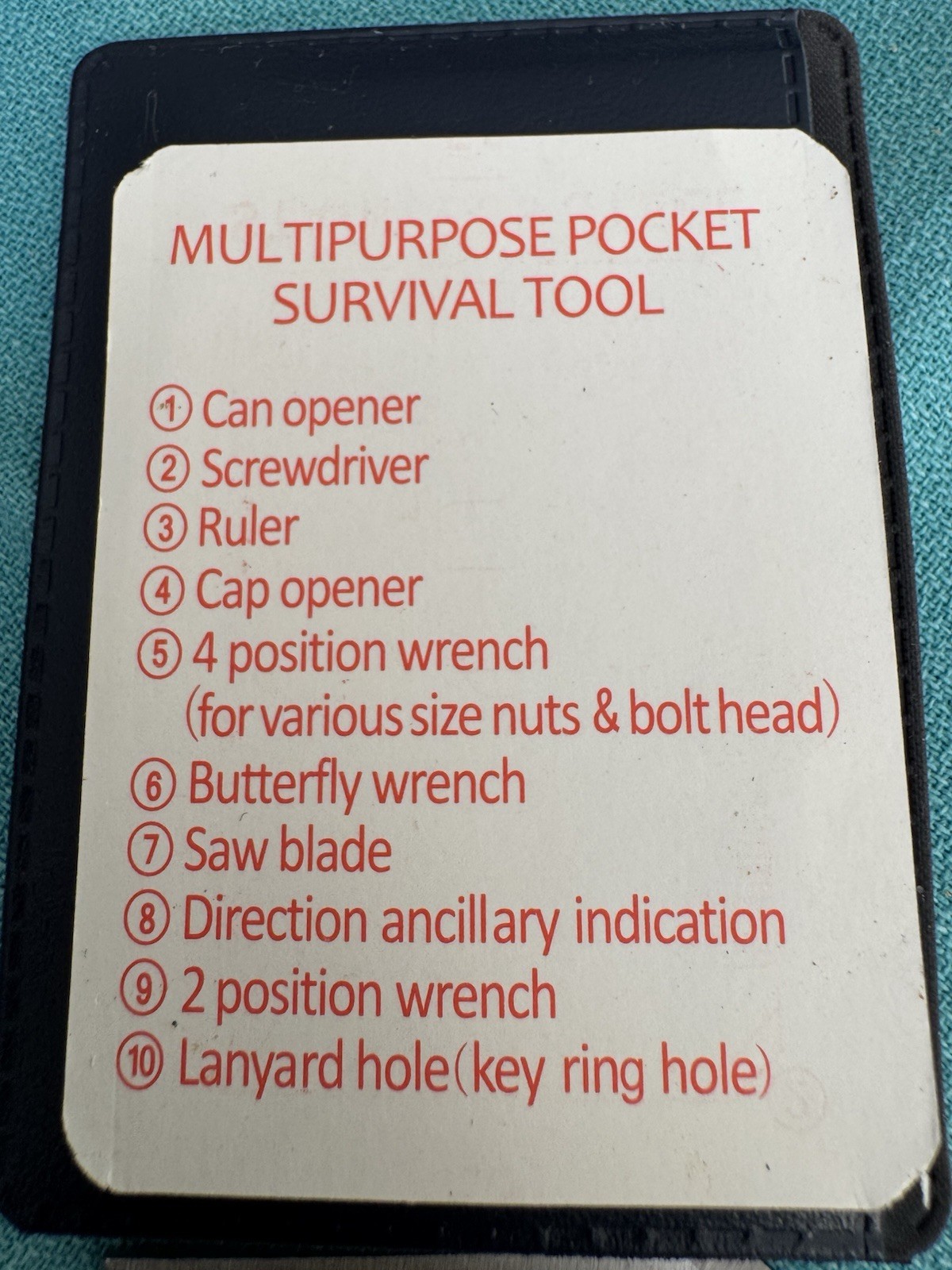 Stainless Steel Multipurpose Pocket Survival Tool with Black Leather Sleeve