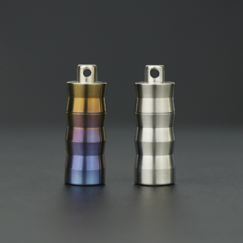 EDC Titanium Pill Case Container Portable Waterproof Box Keychain Pendant