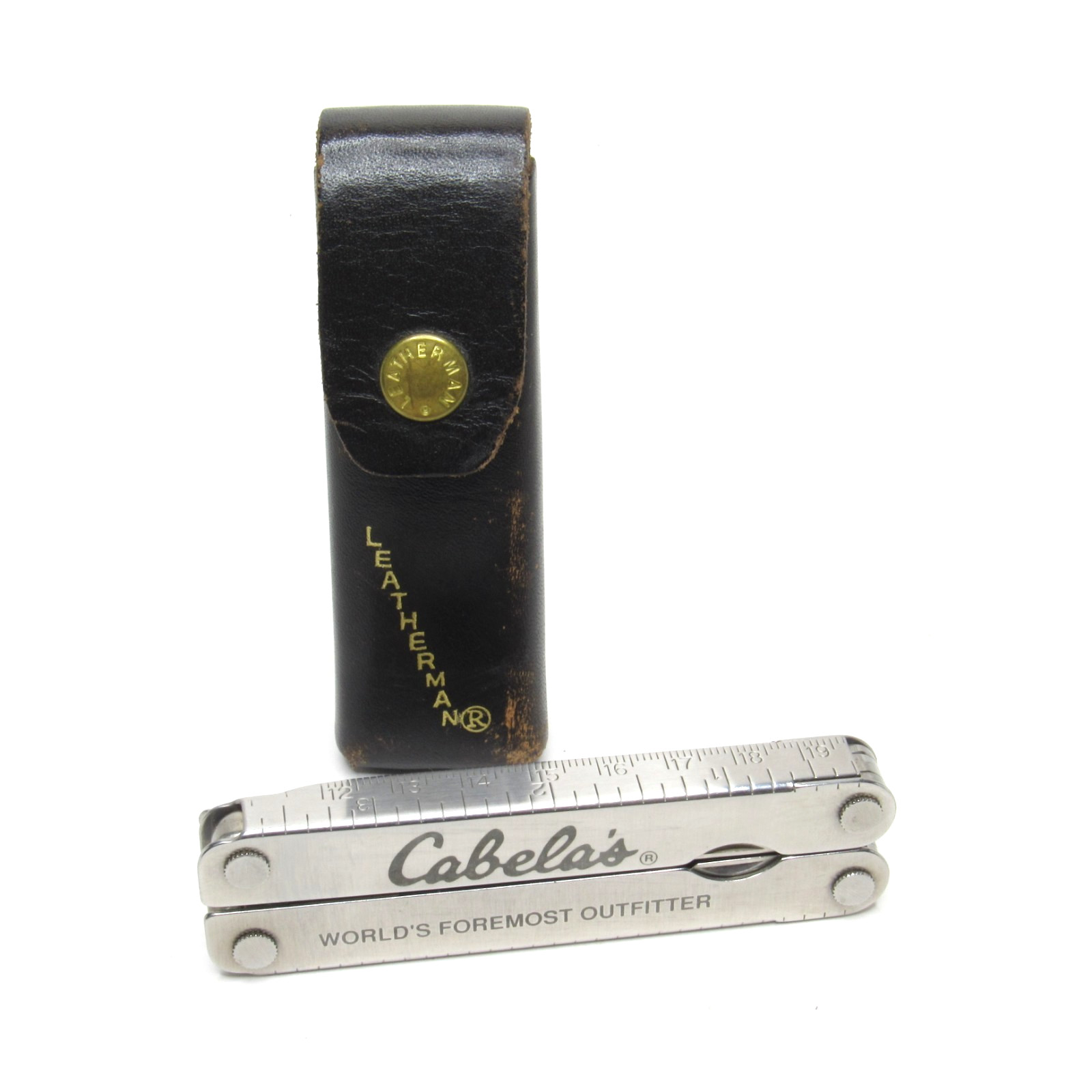 Leatherman Multi Tool w/ Leather Case Cabela’s Portland OR 09/96 Stamp Vintage