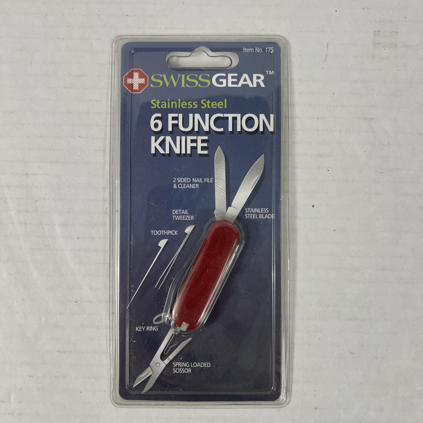 SwissGear 6 Function Pocket Knife Red Stainless Steel Multi Tool #175