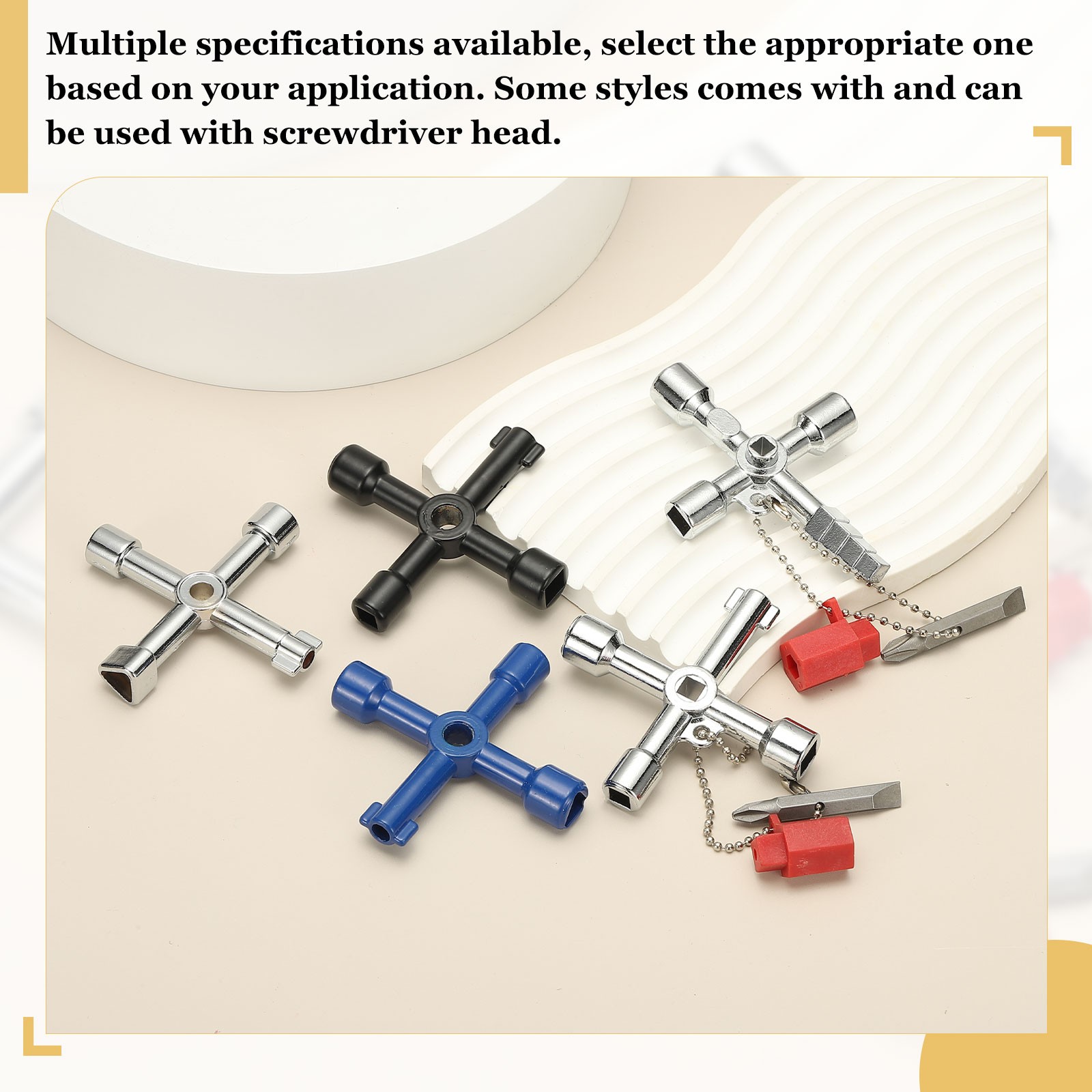 Pack of 1 Zinc Alloy 4 in 1 Universal Utility Key Silver, Style F