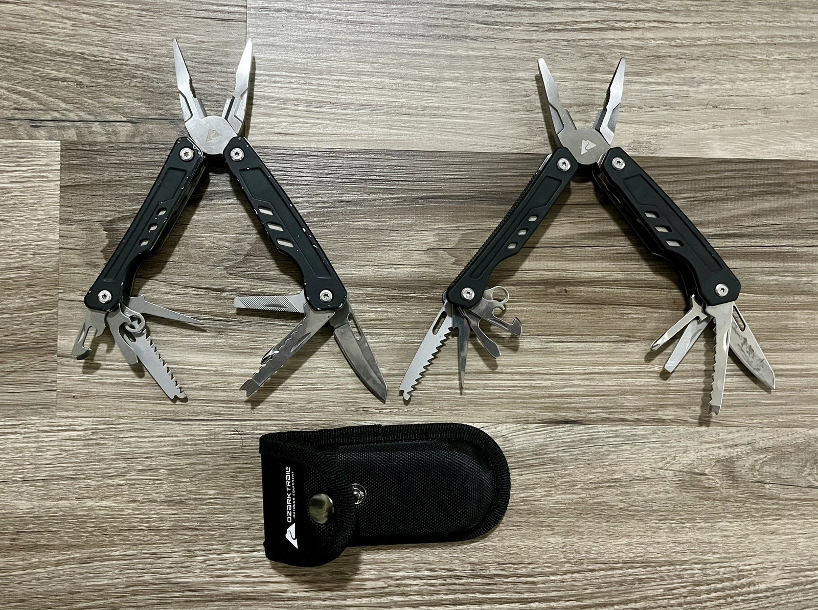 Pair Of Ozark Trail 17-In-1 Multitools Folding Pocket Knife Plier Tool 1 Sheath