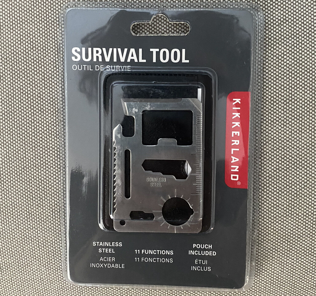 Kikkerland Stainless Steel Survival Tool Credit Card Style with Pouch EDC