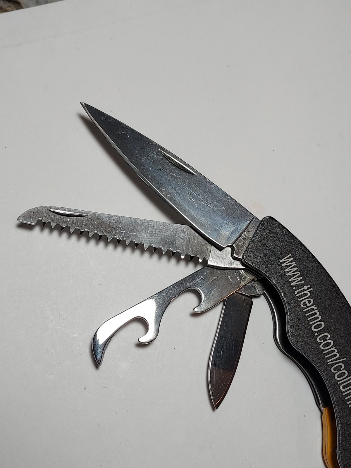 Knife Multi Tool EDC advertising Thermo Scientific – blade, saw, corkscrew