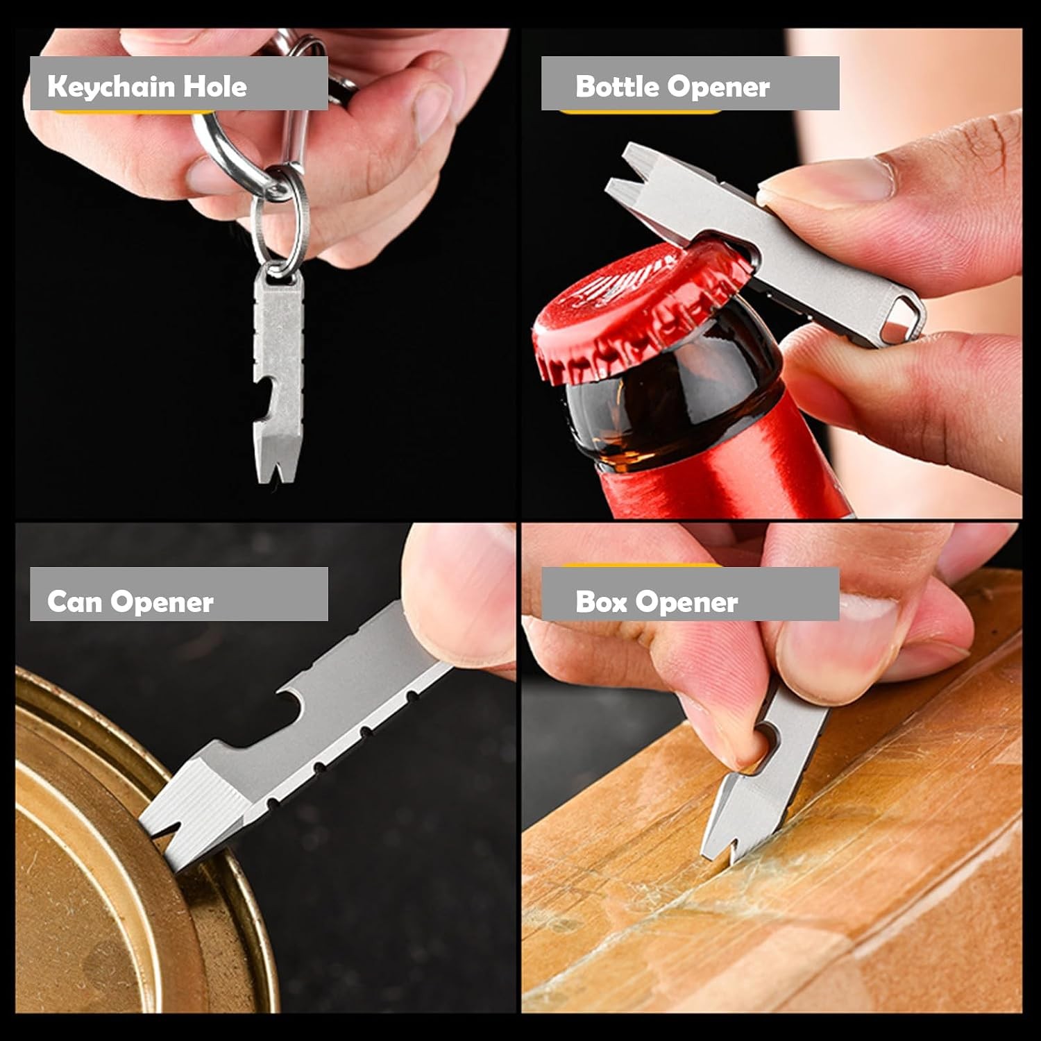 Hamans Mini Pry Bar Multi Tool Titanium Bottle Opener Keychain Screwdriver