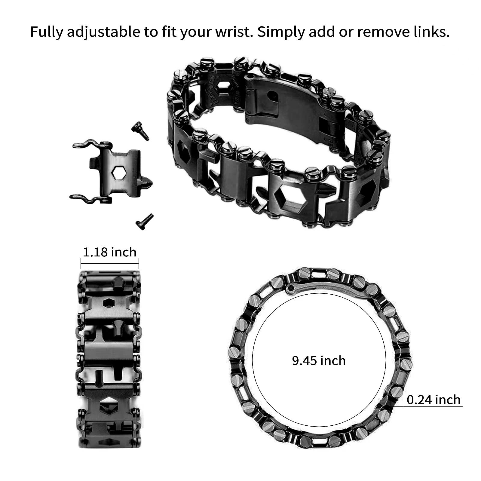 29-in-1 Multitool Bracelet for Men & Women – Stainless Steel Survival Tool, Util