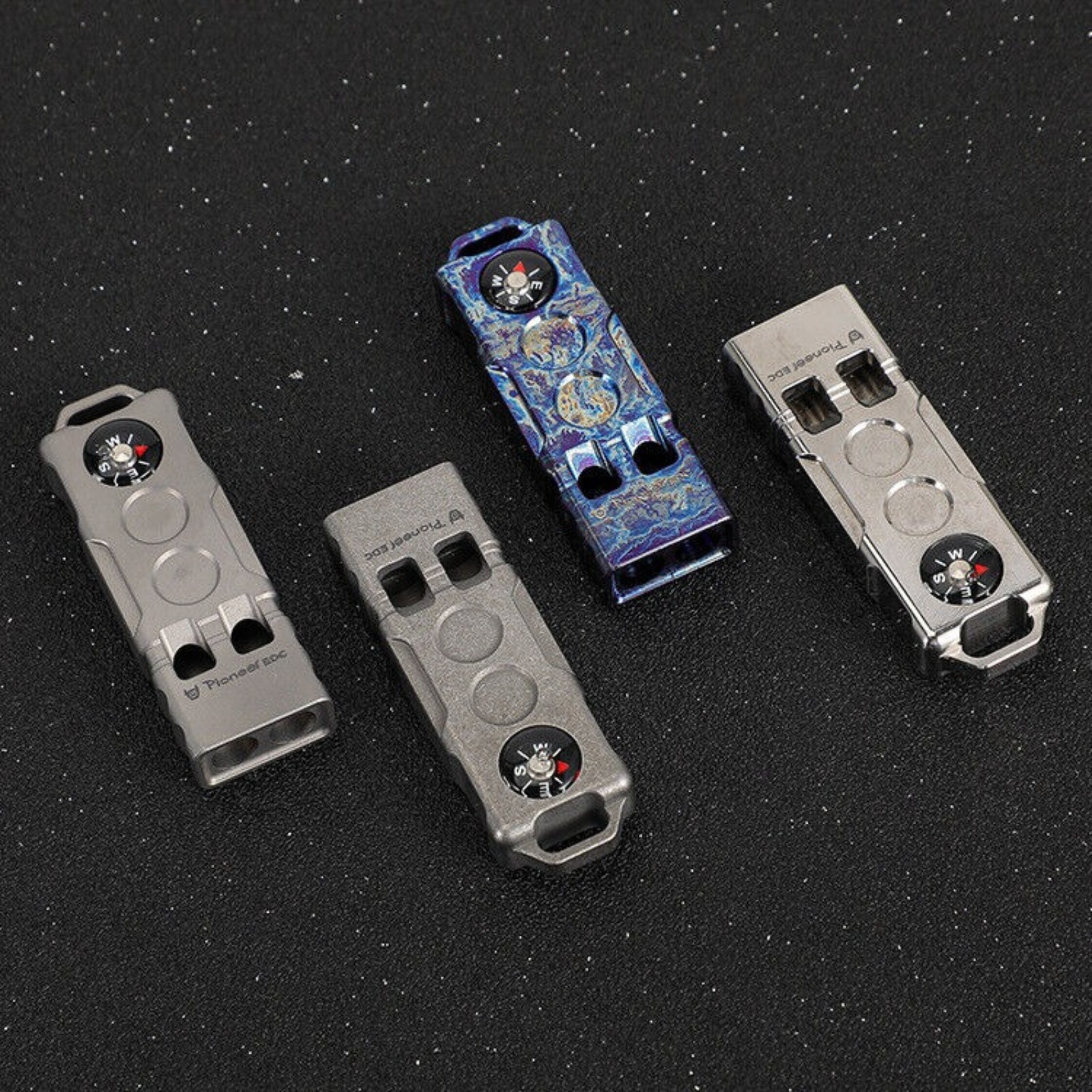 120DB Titanium Double Tube Whistle W/ Compass Outdoor Survival EDC SOS Tools