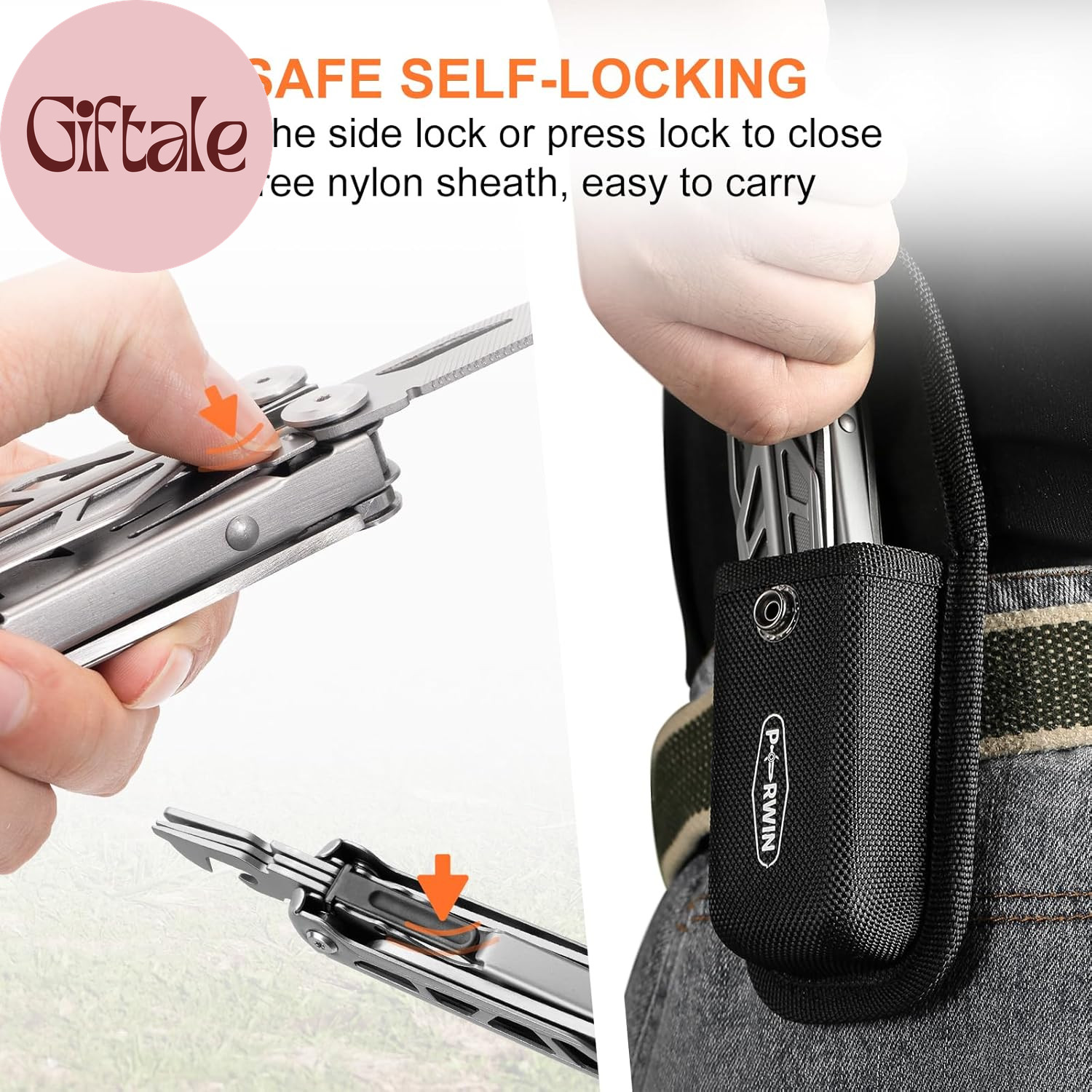 Multitool, 17-In-1 Stainless Steel Multi Tool Pliers with Self-Locking, Pocket K