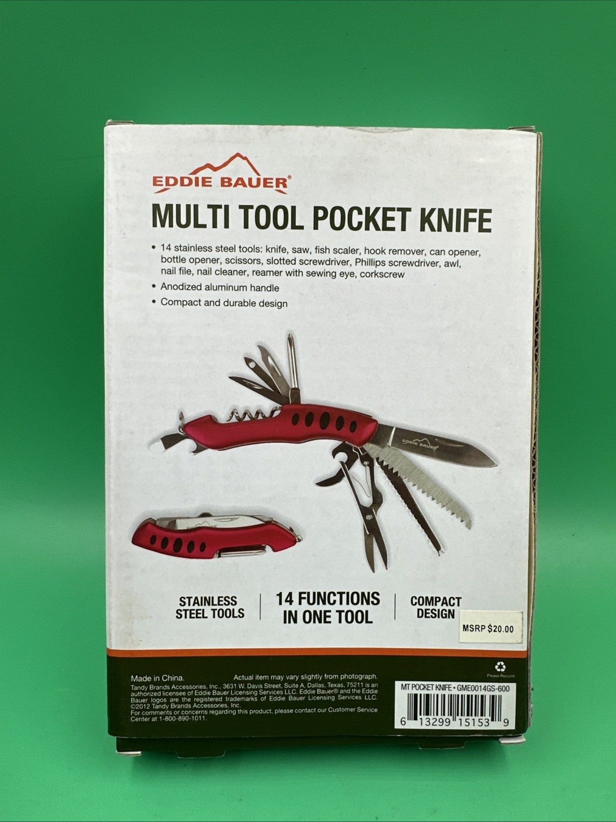 Brand New EDDIE BAUER Multi Tool Pocket Knife Stainless Steel 14 Functions