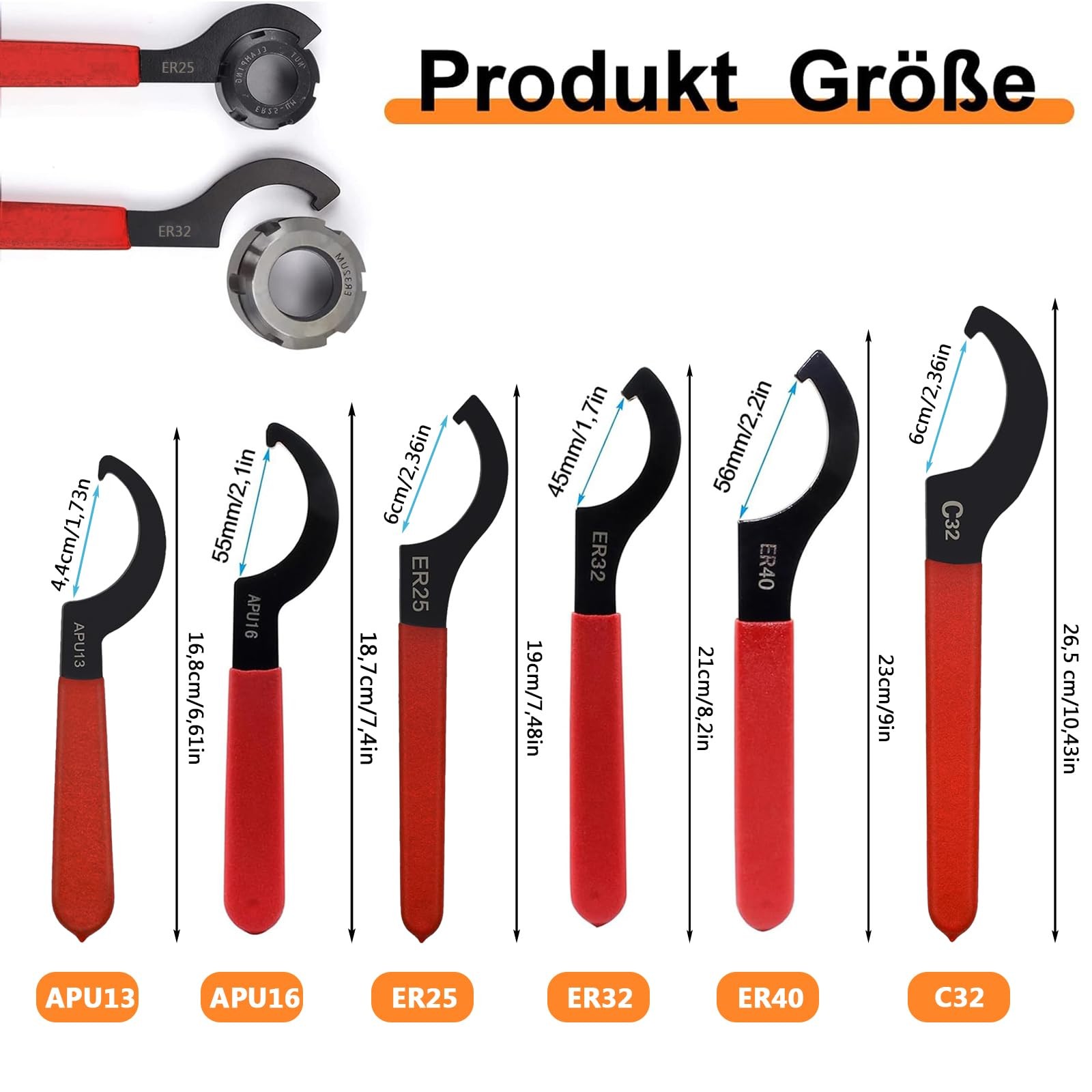 6 Piece Coilovers Wrench, Hook Wrench, Set Adjustable Hook Sch…