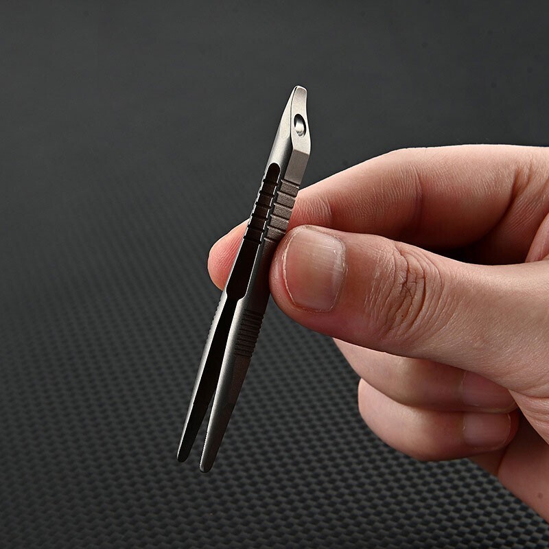 Hot Mini Lightweight Titanium Alloy Keychain Tweezers Portable EDC Outdoor Tool