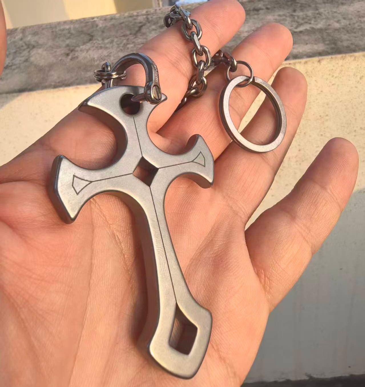 TC4 Titanium Alloy EDC Tool （Including chain+Horseshoe Buckle+Key ring）