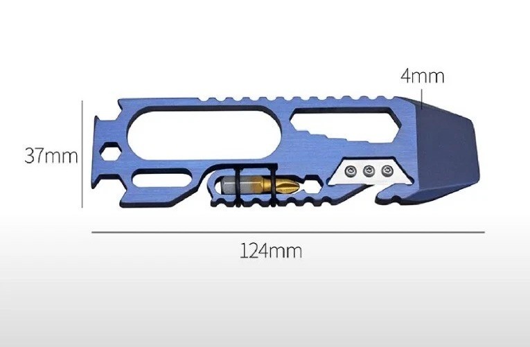 11-in -1 Multifunctional Anodized Blue Pry-Bar EDC Multi-Tool New 1 Pcs