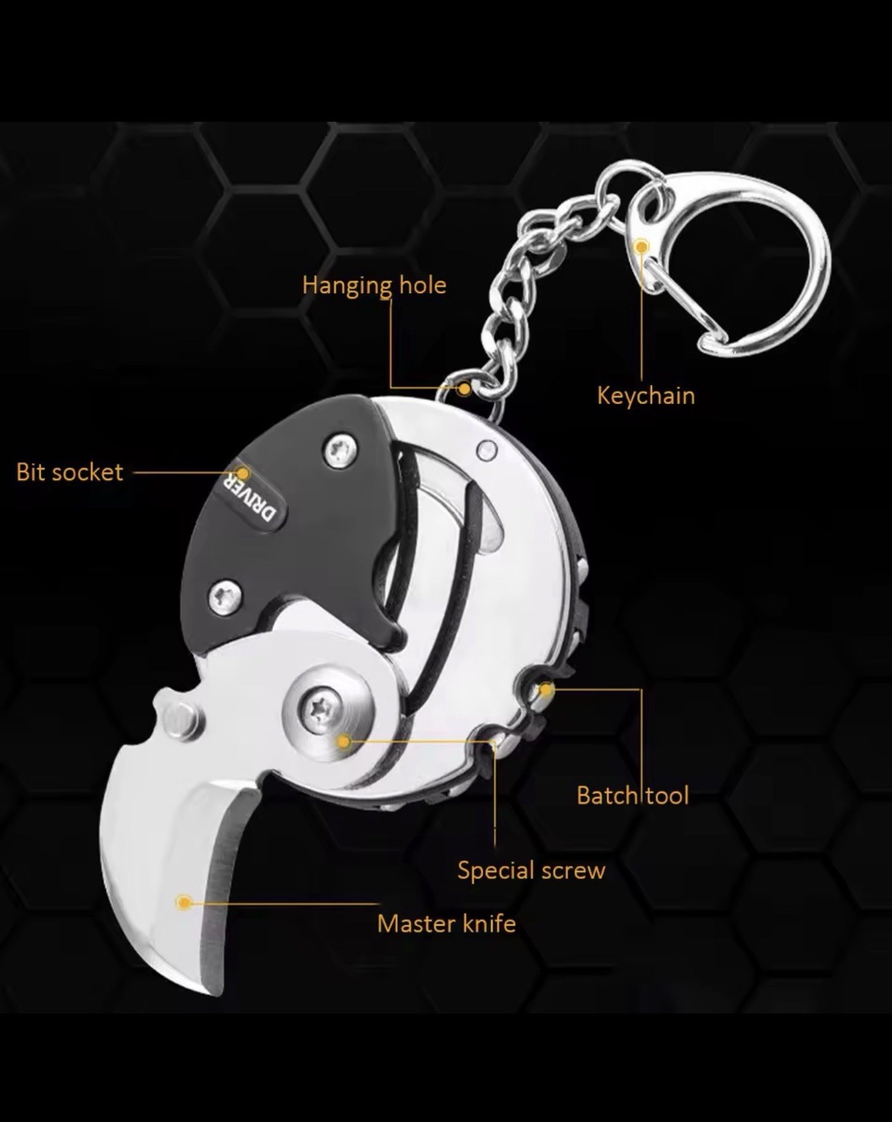 Multifunction Keychain Screwdriver Hex Coin Folding EDC Tool Mini Knife