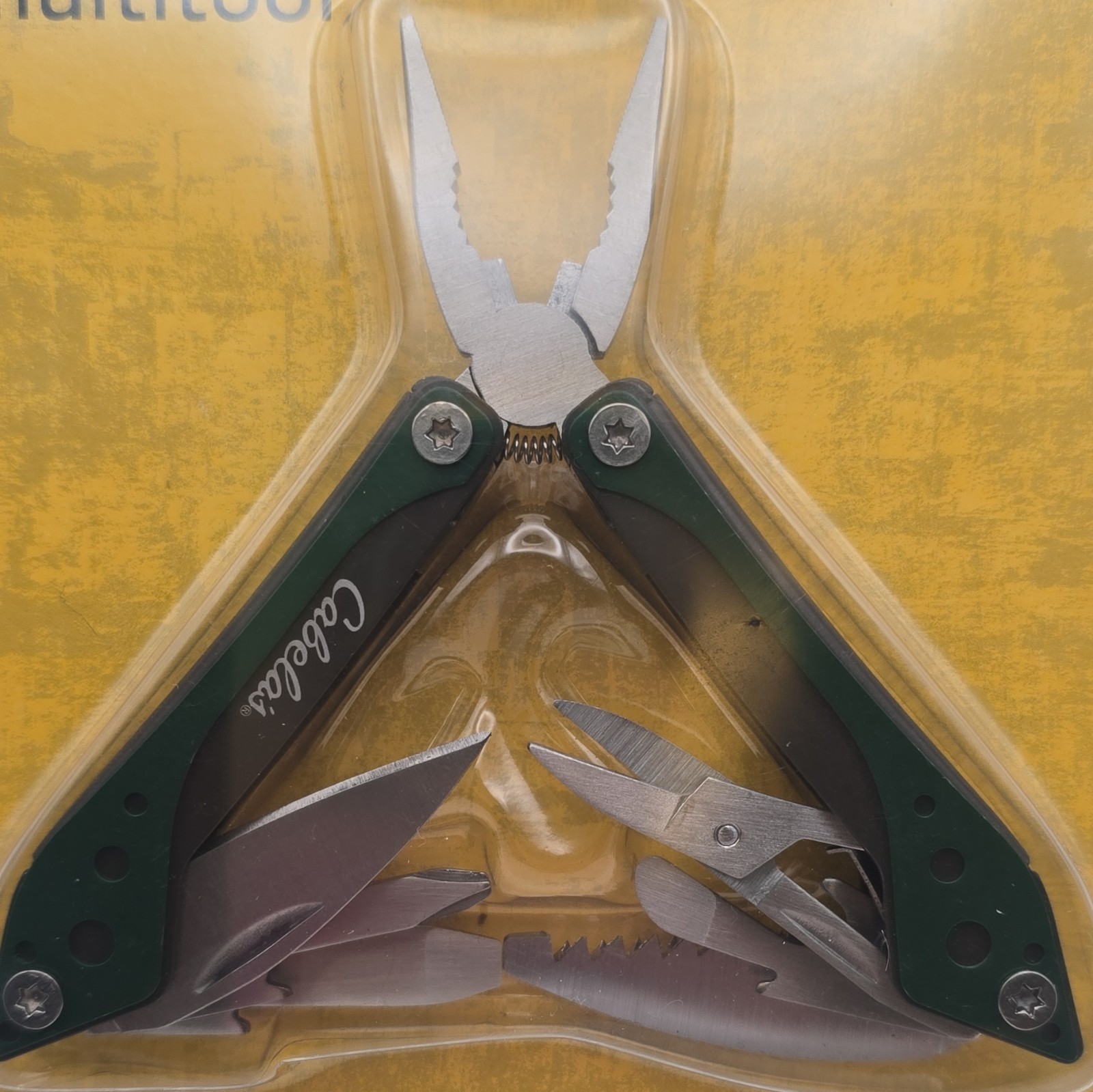Cabela’s 8-Tool Multi-Tool Pliers, Stainless Steel Green/Silver w/ Sheath