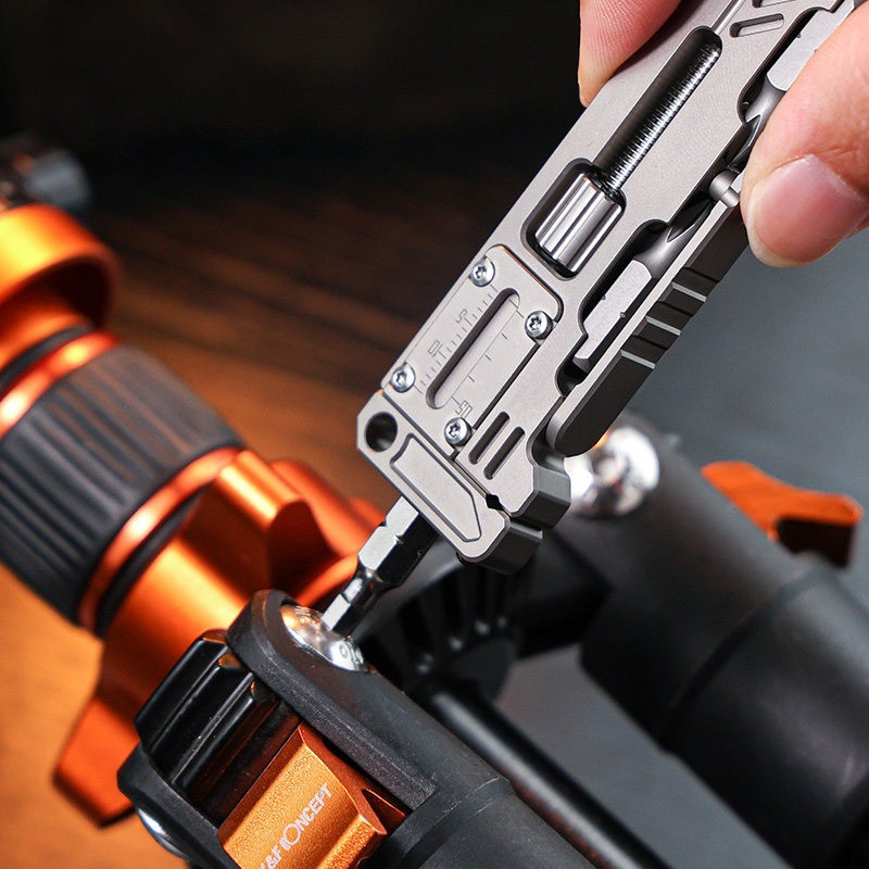 Titanium Alloy Pry Bar Ratchet Screwdriver EDC Wrench Caliper Bit Storage Tool
