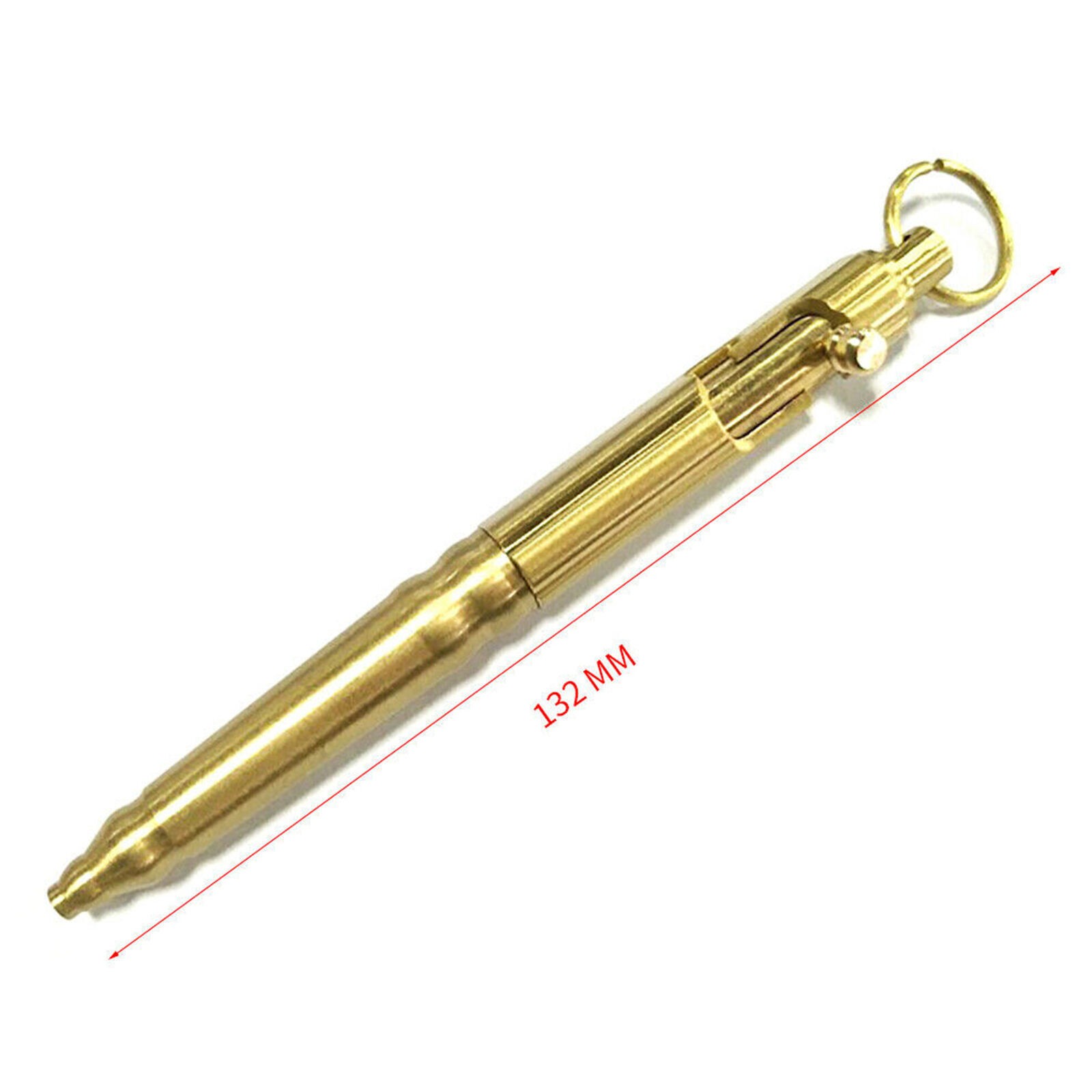 Retro Pocket Solid Brass Ballpoint Pen Bolt Keychain Outdoor Tactical EDC New