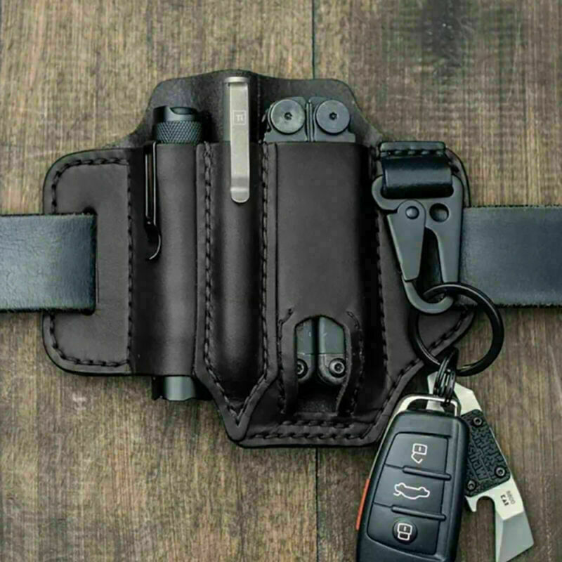 Leather Storage Waist Bag Sheath Multi-function Tool Organizer Pouch Pen Case