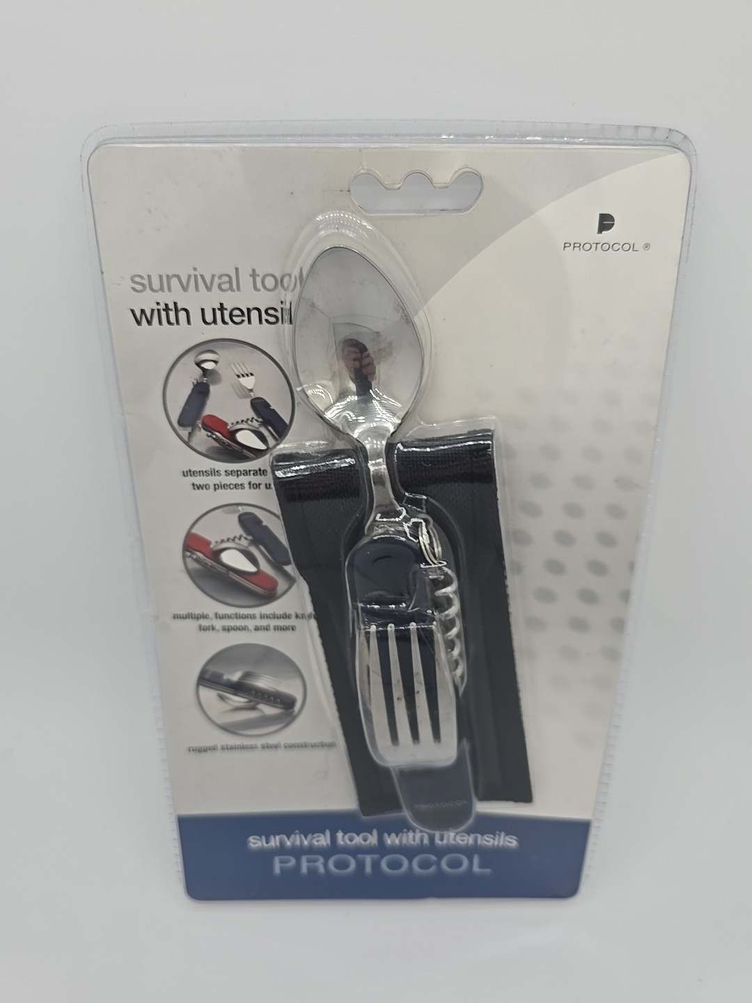 Protocol Survival Multi Tool with Utensils That Separate for Use, New In Package