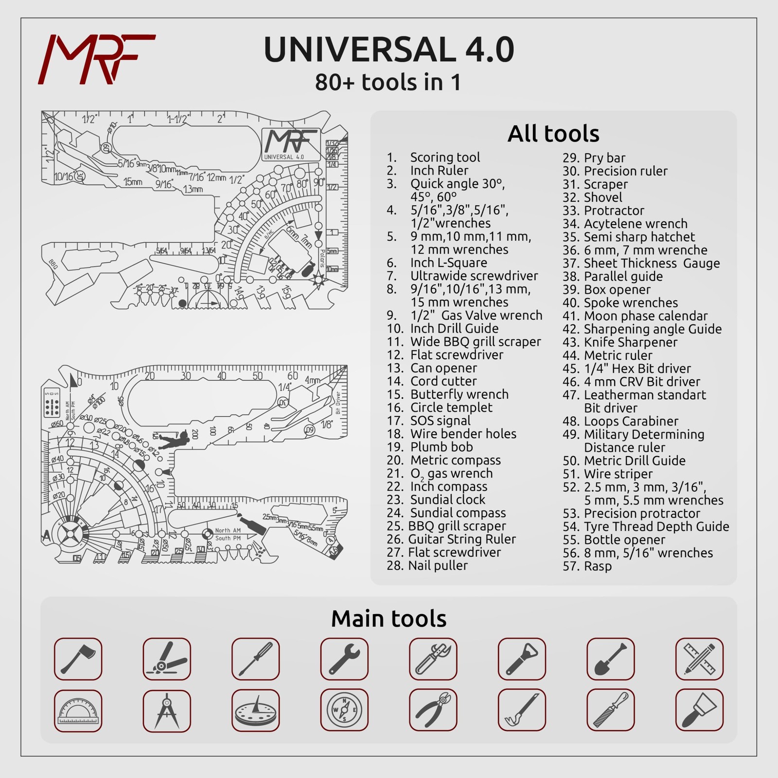 Universal 4.0 – 80+ Tools Credit Card Multitool – 440C Stainless Steel Tool C…