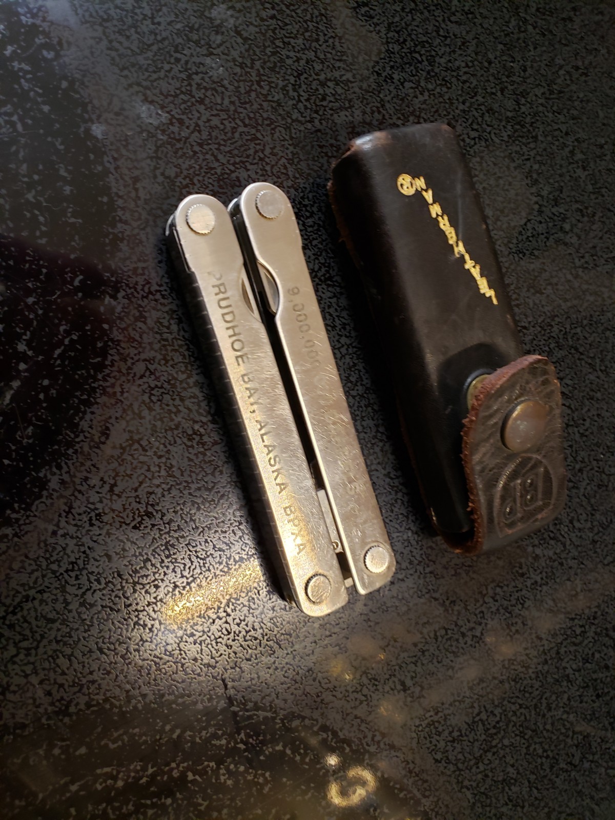 Vintage BP Stamped Leatherman PST Multi-Tool With Brown Leather Case