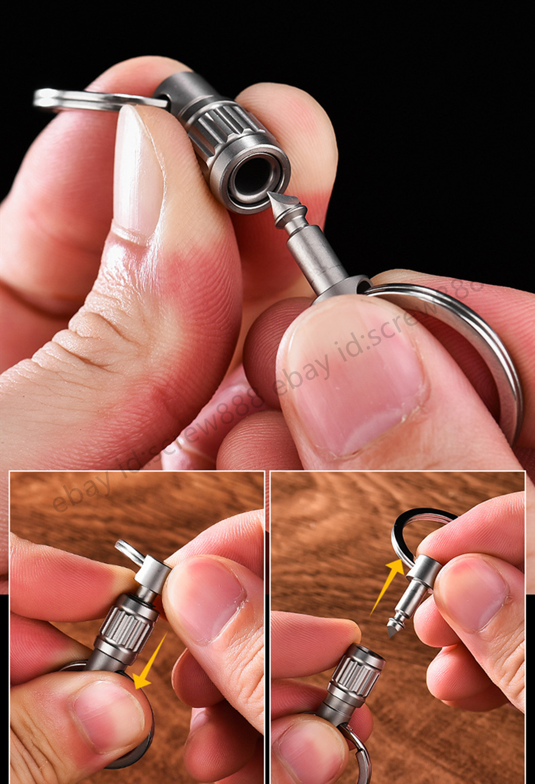 Titanium Alloy Anti-lost Quick Release Hanging Buckle Elastic Keychain Key Ring