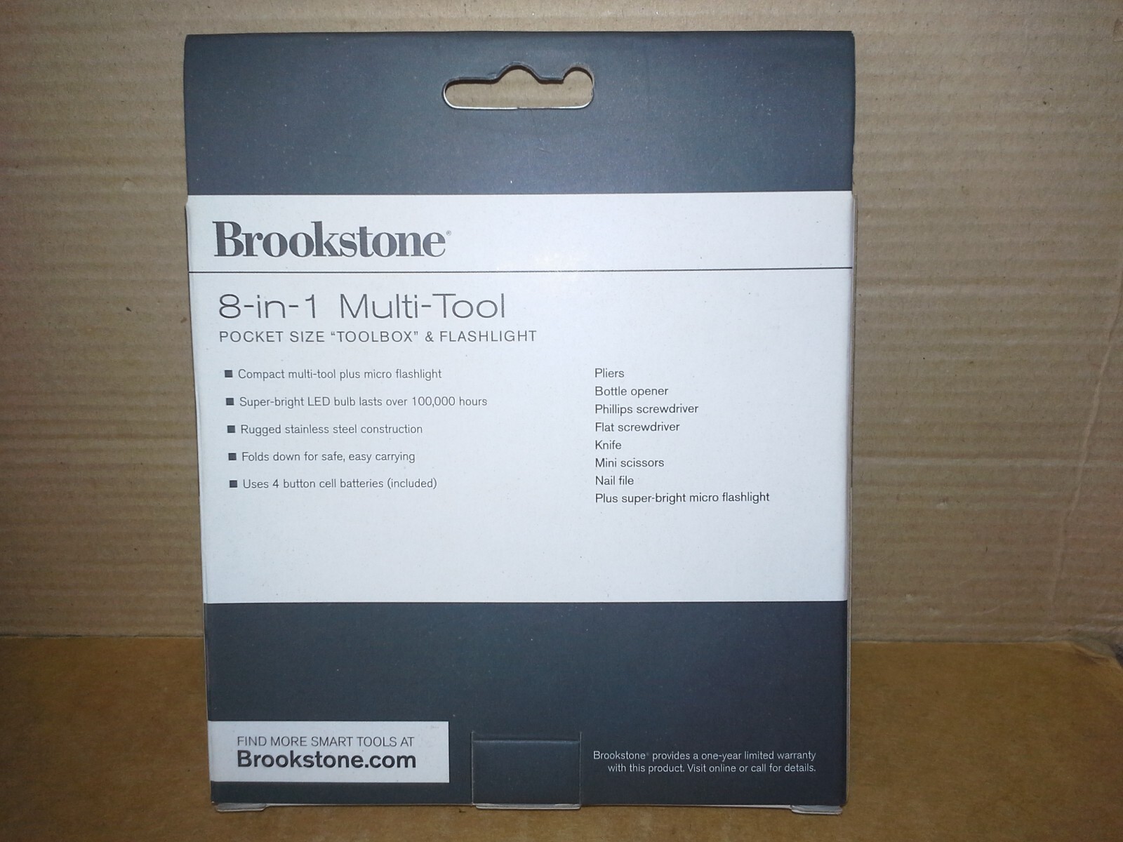 Brookstone 725704 Blue 8-in-1 multi-tool pocket size toolbox. Working. VGC