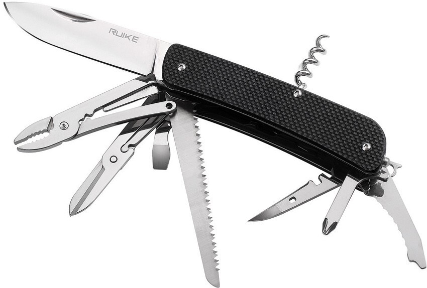 RUIKE LD51 Multifunction Multitool Knife 4.5″ Pliers Cutters Black G10 LD51B