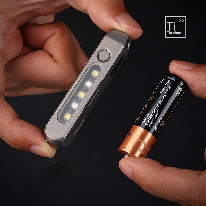 Titanium Alloy Mini Rechargeable Flashlight EDC Pocket Torch Outdoor Emergency L