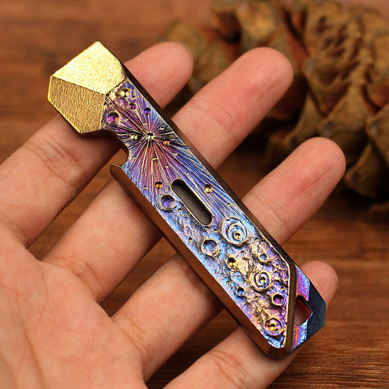 EDC Handmade TC4 Titanium Keychain Pry Bar Pendant Crowbar Opener Outdoor Multi