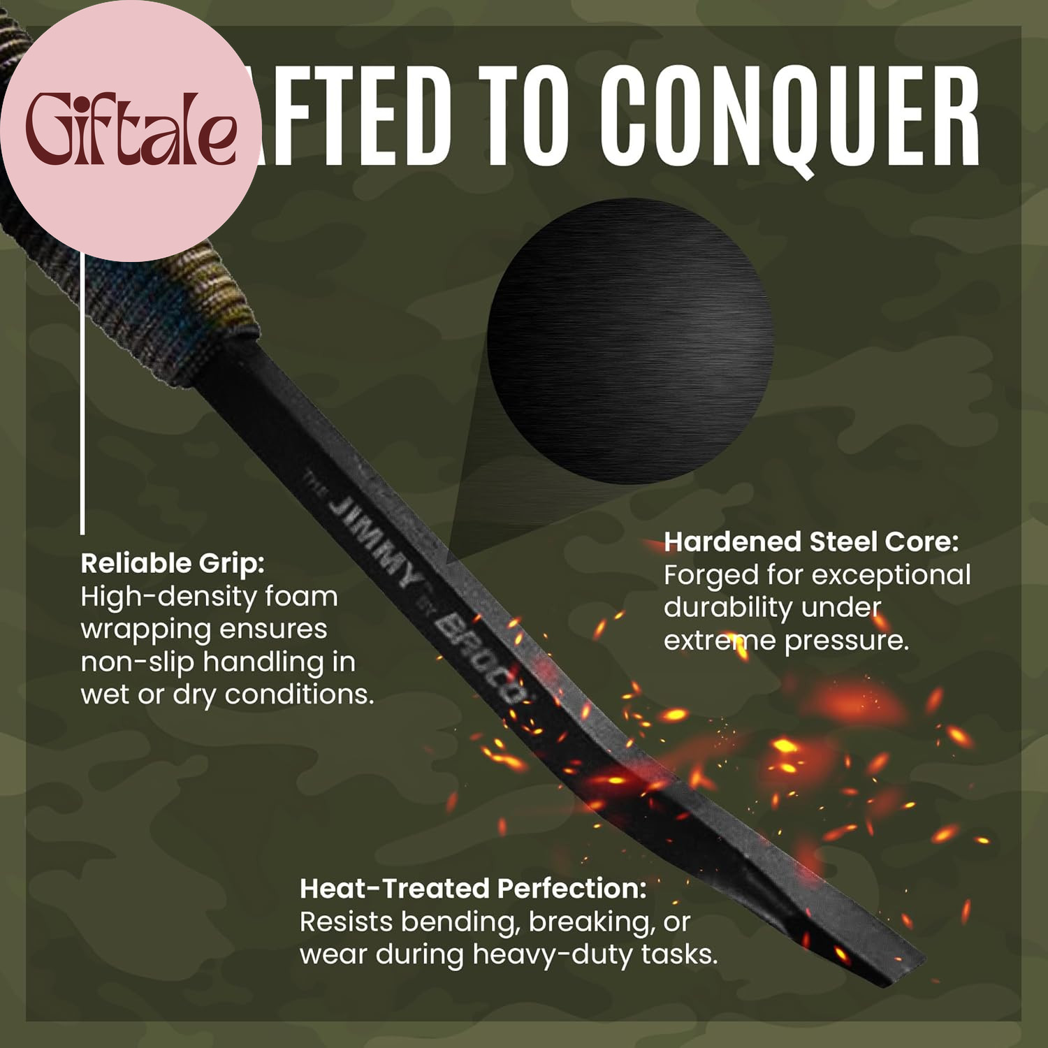 Jimmy Tactical Pry Bar, EDC, Rescue & Breaching Tool, Durable Steel, Comfort Gri