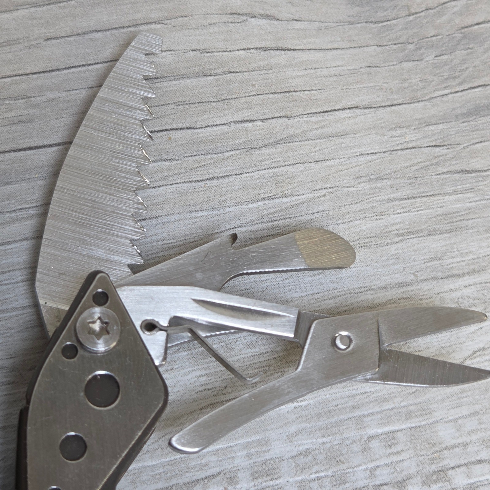 Cabelas Multi-Tool Pocket Folding Knife Pliers Saw Scissors Grey Silver 3 Inch