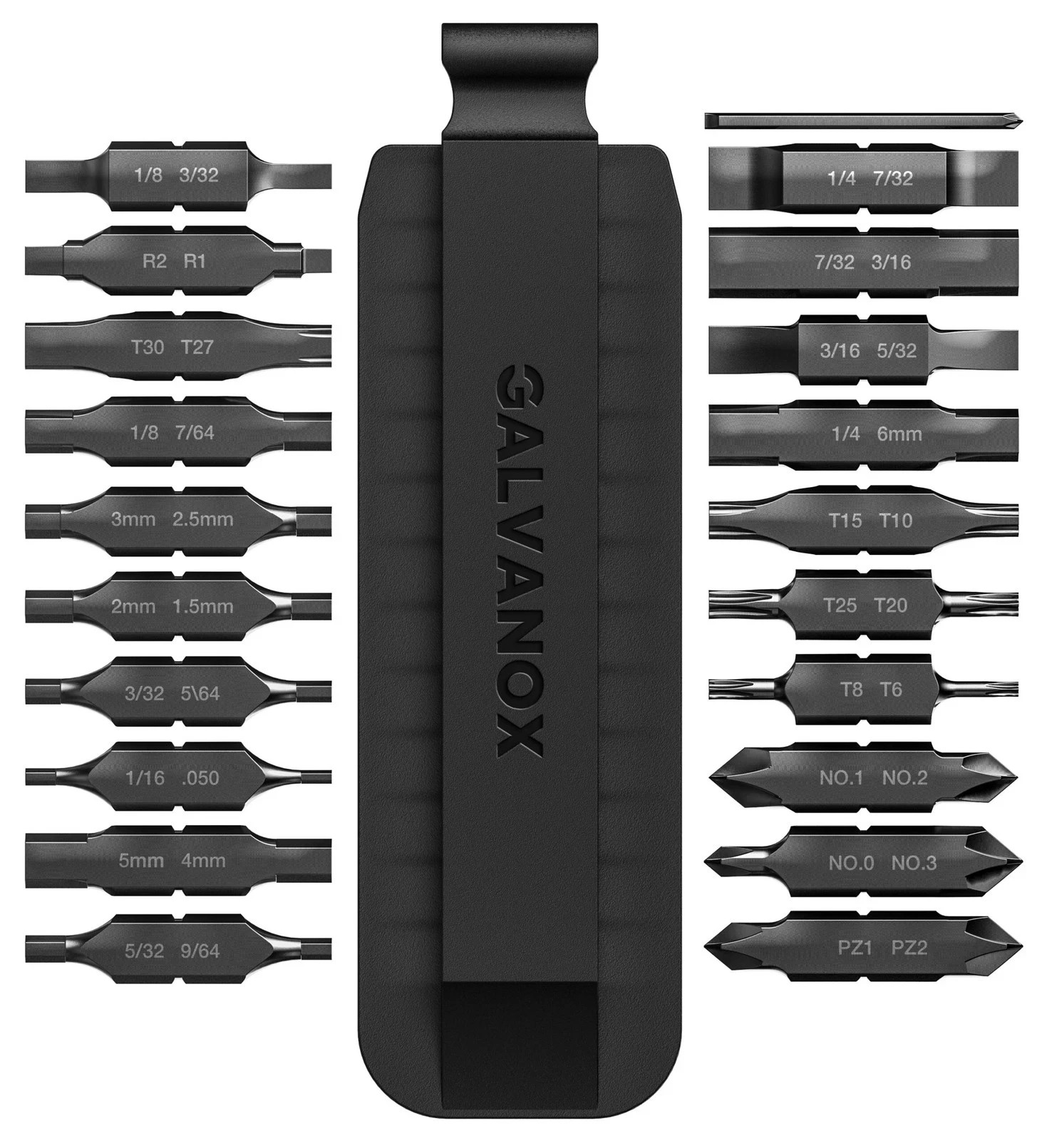 Galvanox 21PC Flat Bit Kit for Leatherman (4″ to 4.5″) w/ Sheath Holder (Black)