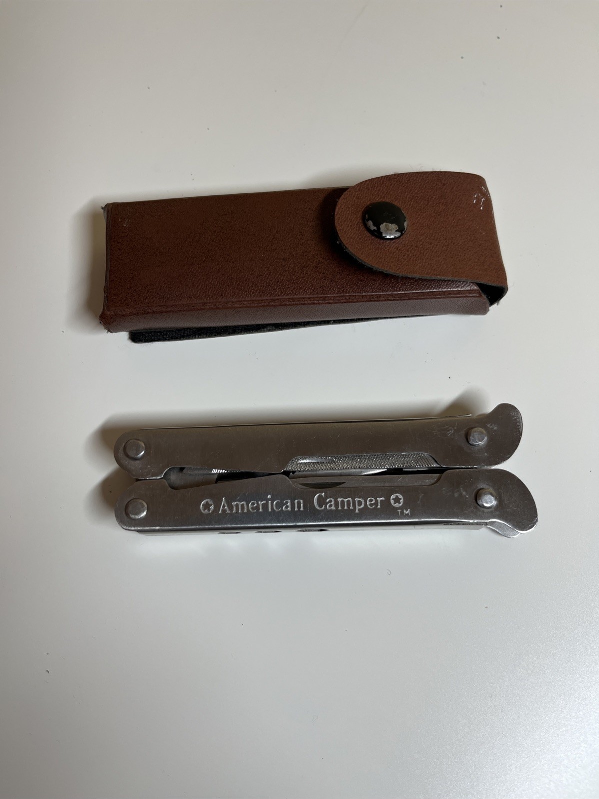 American Camper Stainless Steel 9 Multi-Tool With Leather Case