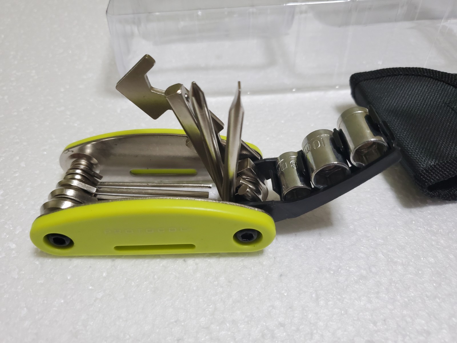 Protocol Wheel Handy Bicycle Multi Tool Neon Green New 15 Functions Nylon Case
