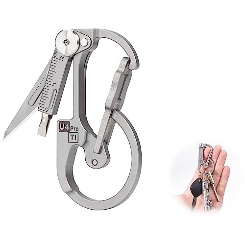 RovyVon Titanium Carabiner Keychain Multitool with Folding Knife Screwdriver