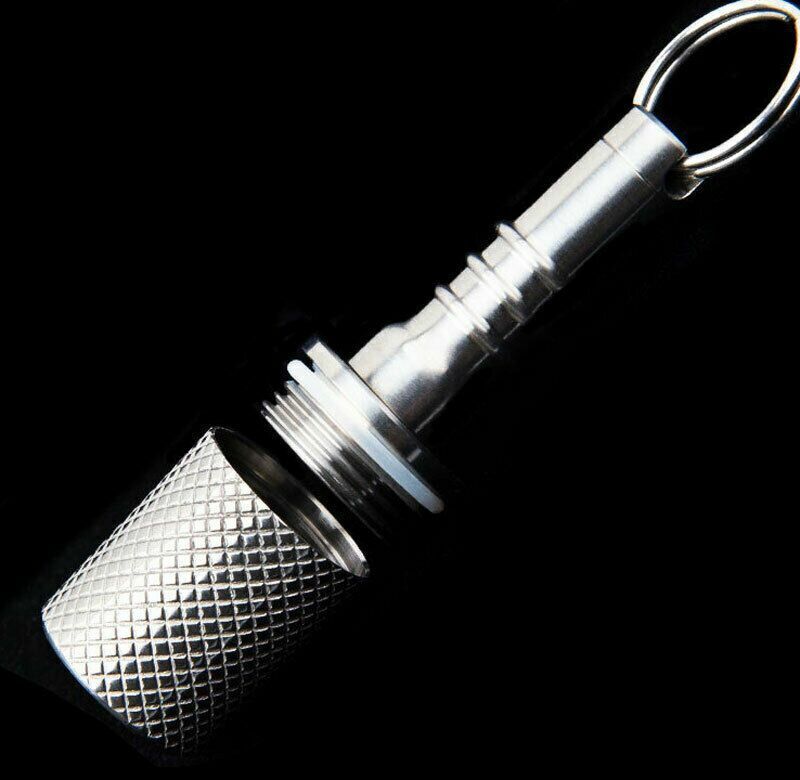 Titanium Waterproof Tank EDC Survival Seal Container Necklace Keychain Pill Box