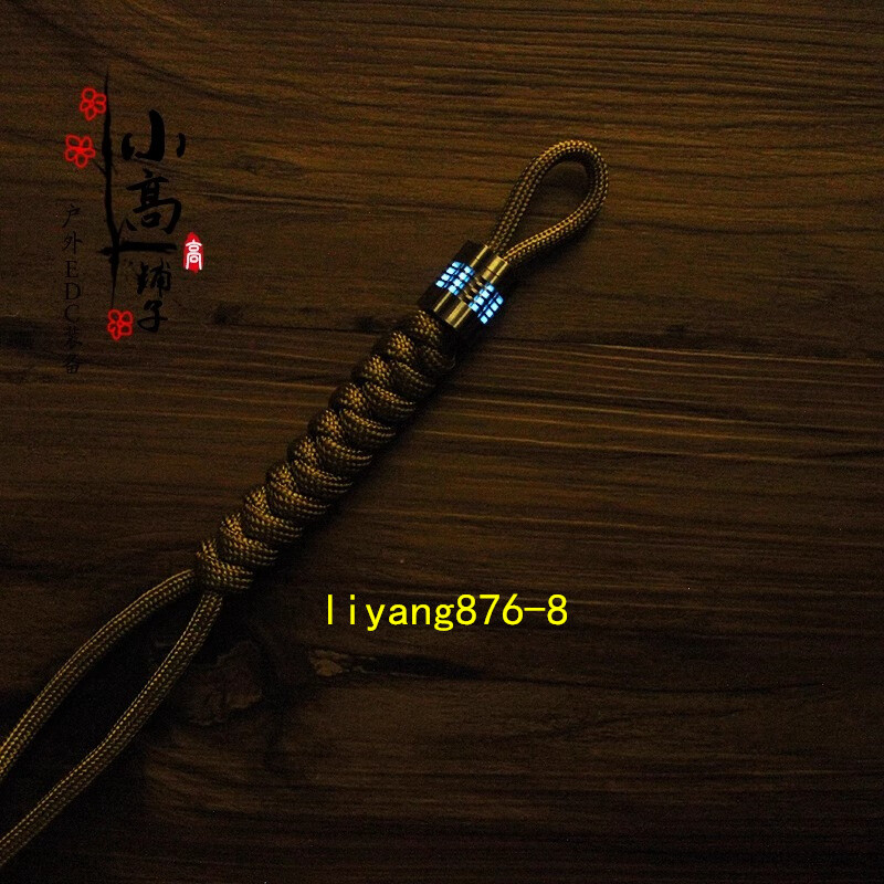 Titanium EDC Parachute Cord Pendant Knife Bead Key Luminous Pendant Outdoor
