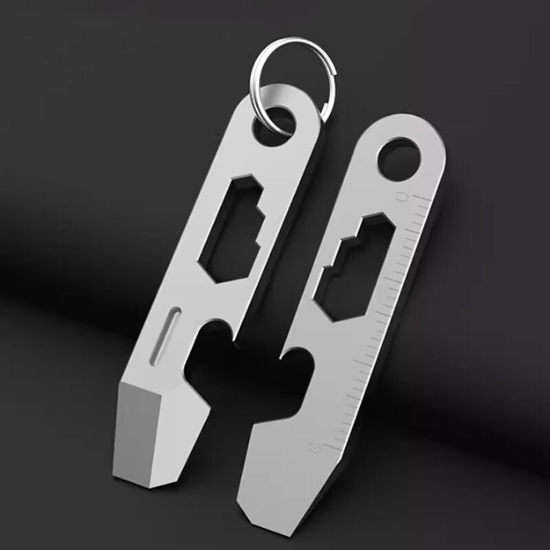 Hot Mini Titanium Alloy Keychain Pry Bar EDC Crowbar Opener Outdoor Multi Tools