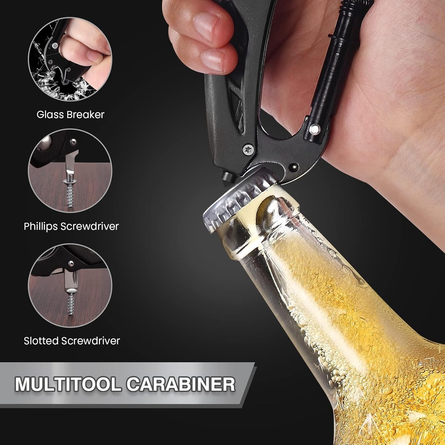 Multitool Carabiner with Pocket Knife, Stocking Stuffers Gifts for Men, EDC C…