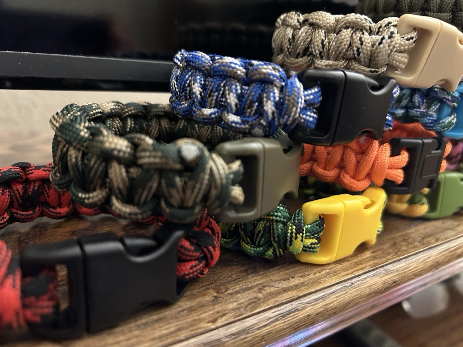 BLOWOUT (6 Pack) 550 Tactical EDC Cobra Paracord Survival Bracelets 8” W Buckle