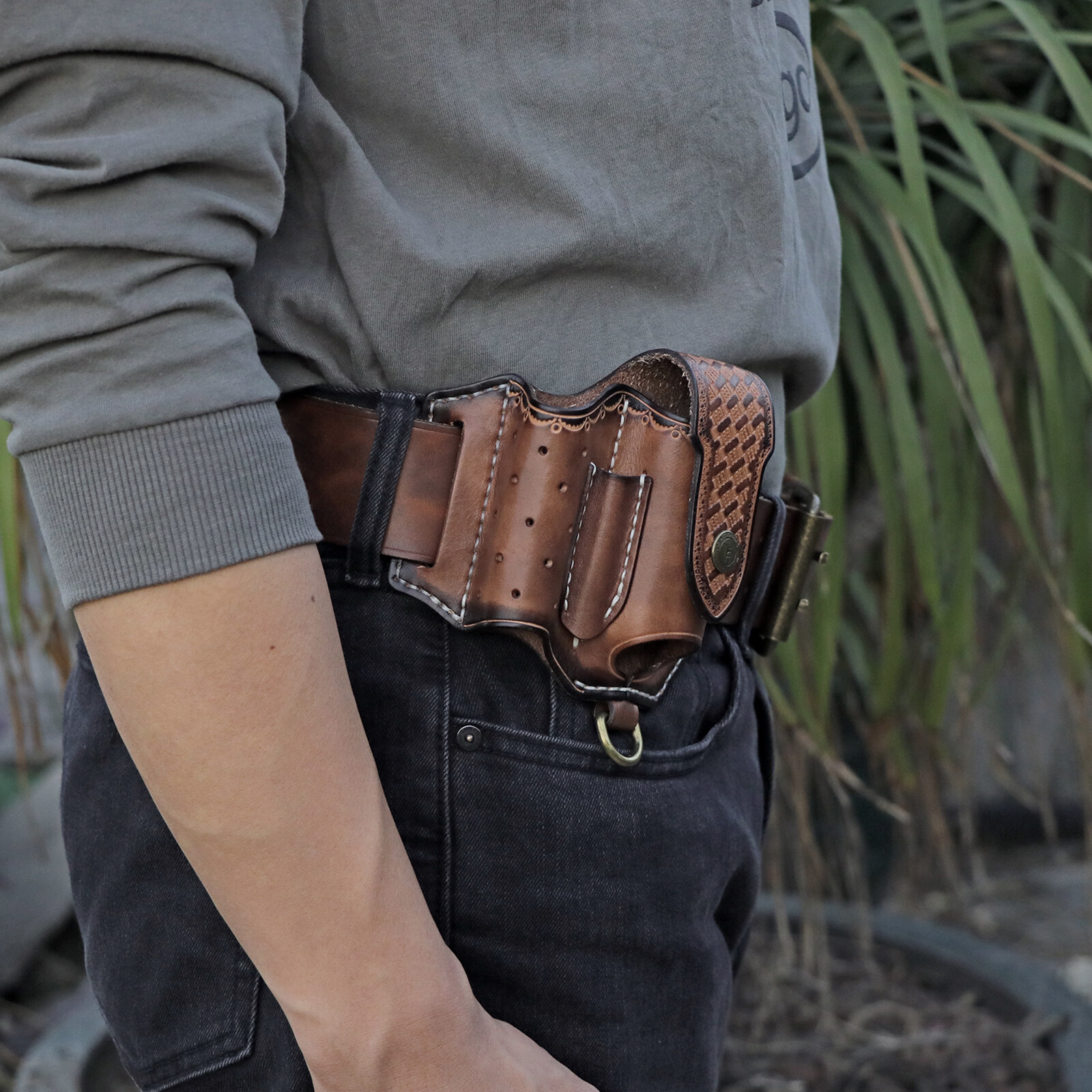 Tourbon Leather 4 in 1 Knife Sheath EDC Pliers Belt Holder Pouch Tools Holster